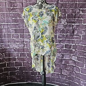CLEARANCE Cecico Sheer Floral Cap Shoulder Hi Low Top